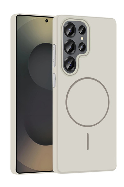 Fuchsia Samsung Galaxy S25 Ultra Broş Magsafe Kapak - Krem