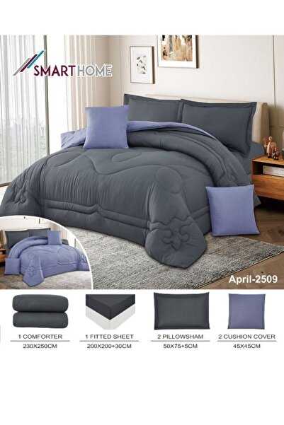 smart home Summer double Comforter, Reversible, Double-stuffed, 6-piece microfiber sleeping set, 250x230cm