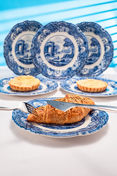 Fecra Vintage Blue 6 Parça Pasta Tabağı Seti