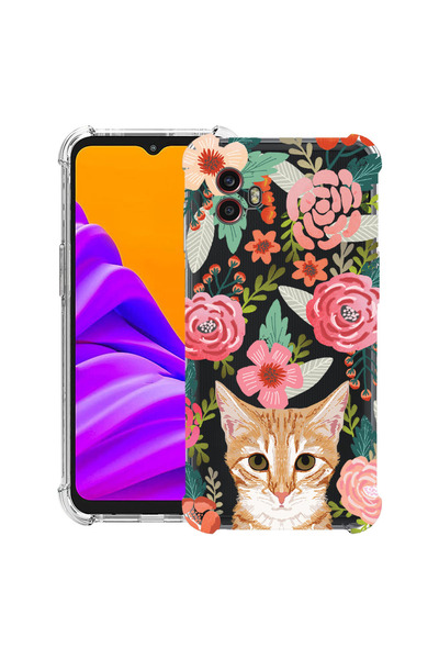 bestcase Husă antișoc pentru Samsung Galaxy Xcover 7 Pro cu design pisică și flori, 2052051 AS 638