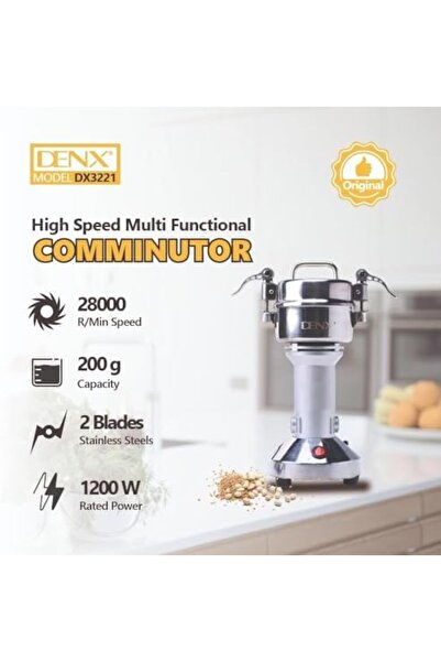 Denx Multi-Function Grinder Dinx 1200W for Coffee, Beans, Spices, Grains, Herbs, and Nuts 200g DX3221
