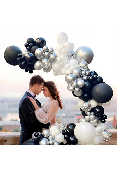 zola Σετ 107 μπαλονιών κομφετί για αψίδα, 100 αυτοκόλλητες κουκκίδες διπλής όψης, κορδέλα 5 μέτρων, λευκό/μαύρο