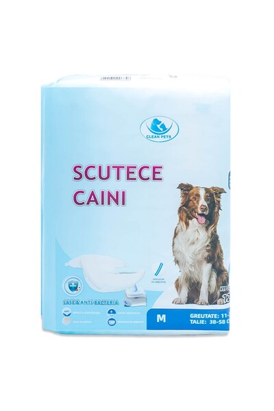 Clean Pets scutece pentru câini FEMININE mărime medie (M, 38-58 cm) 12 bucăți