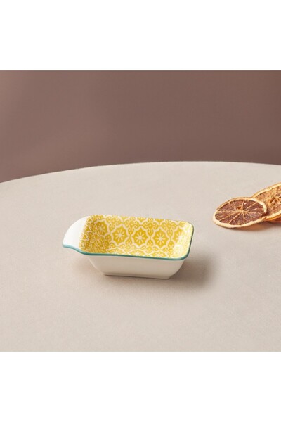 Karaca Floral Rectangle, Snack Bowl, 10cm, Yellow