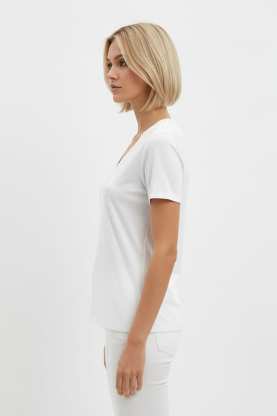 BUSEM Modal Fabric V-Neck Basic T-Shirt Ecru