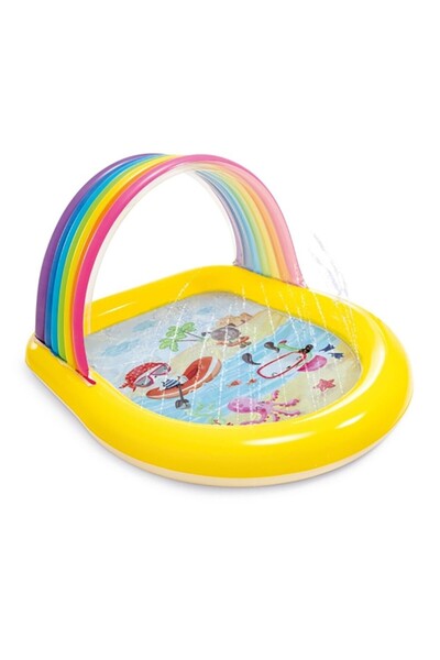 JollyMag Piscina gonflabila copii, Intex, Rainbow multicolor, 147 x 130 x 86 ...
