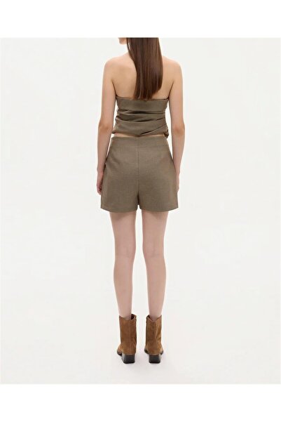 MU&ME BOUTİQUE ŞORT ETEK YIRTMAÇLI KARELİ