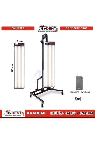 ByDENT Pdr Boyasız Göçük Düzeltme 3 Ledli Profesyonel Şarjlı Büyük Lamba Akro...