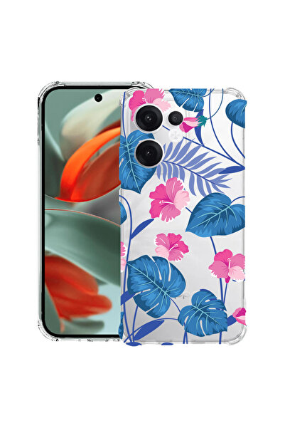 bestcase Carcasă antișoc Husa compatibilă cu Oppo Reno15, flori albastre trop...