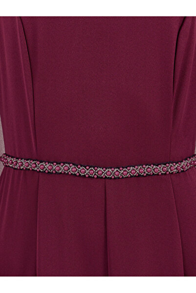 Styli Faux Pearl Detail Waist Cape Sleeves Wide Leg Tailored Jumpsuit