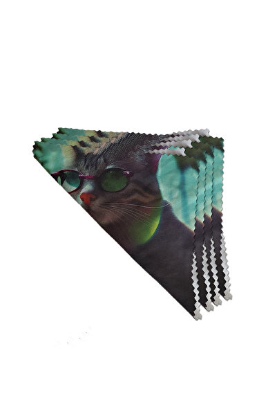 PriStyle Set of 4 x Glass and Plastic Glasses Cloths, for Contact Lenses and Phones, Cat Print