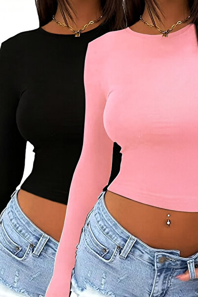 ÖZ PAMUK Bluză din Lycra cu mânecă lungă, din țesătură simplă, din bumbac, cu...