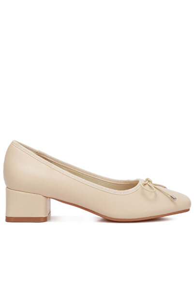 london Rag Women Low Block Heel Ballerinas in Beige