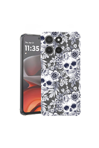 bestcase Husă antișoc pentru Motorola Edge 60 Pro cu design craniu alb-negru,...