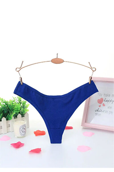 PriStyle Set of 3 Women's Tanga Underwear, Multicolor 3 Colors, Turquoise, Blue, Black, Cotton