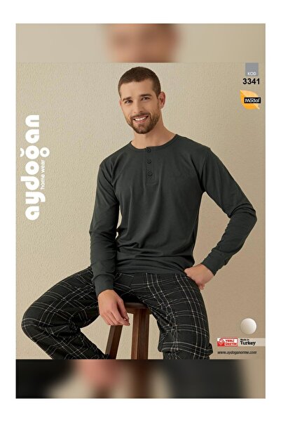 Aydoğan Soft Modal Fabric Men's Pajama Set – Button-Down & Long Sleeve