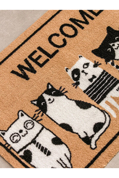 LC Waikiki Lcw Home Black Cat Printed Doormat 45X75 cm