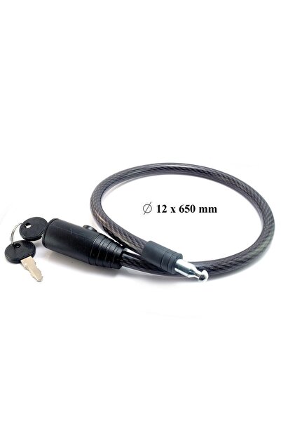 JollyMag Bezpečnostní zámek na jízdní kola, ocelové lanko s PVC potahem 12x650 mm + 2 klíče