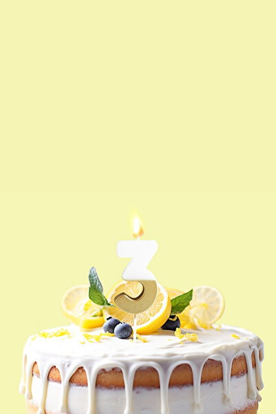 Le Mabelle Altın Beyaz 3 Rakamı Parti Mumu