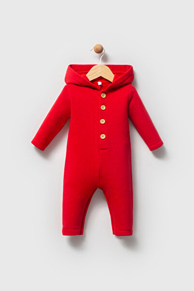 Bip Baby Hooded Buttoned Three-Thread Jumpsuit