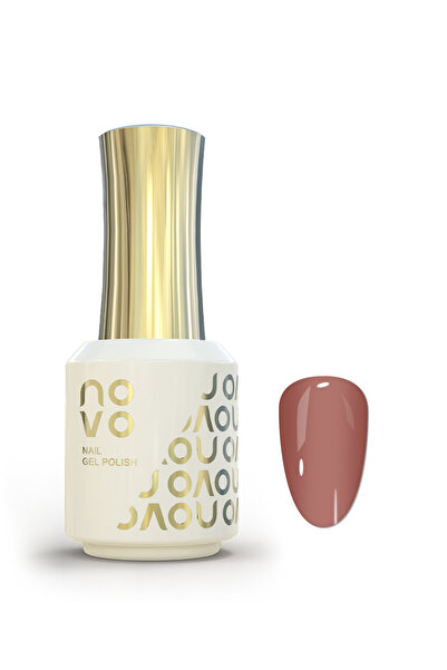 No-vo طلاء أظافر جل لامع بقاعدة مطاطية، مع إضاءة LED بالأشعة فوق البنفسجية للنساء، 12 مل - NB59# بني فاتح