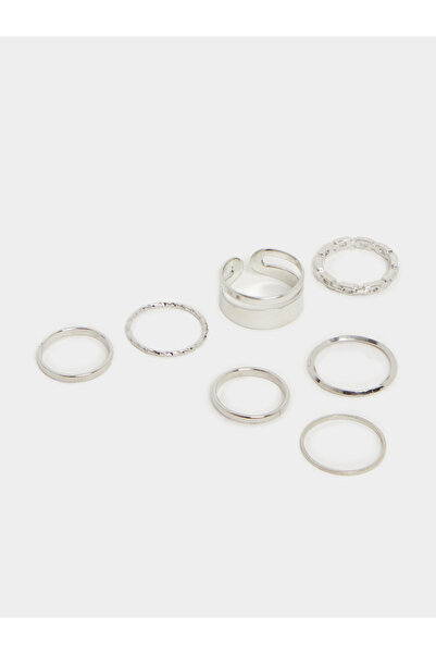 Styli مجموعة من 7 حلقات سادة قابلة للتكديس