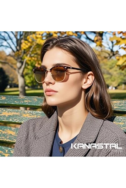 Generic KANASTAL Polarized Horn Rimmed Sunglasses for Men and Women, Classic Half Frame Sun Glasses, Semi Ri
