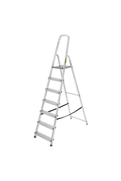 Drabest Scara aluminiu, 6 trepte, platforma, max 125 kg, 2.15 m,