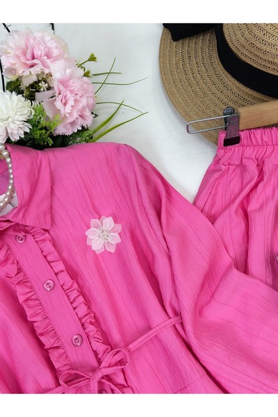 YEDİLALE Flower Brooched Skirt and Bluse Double Set 4906