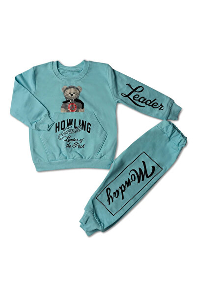 Mamboo Trening albastru pentru bebeluși cu design ursuleț de pluș