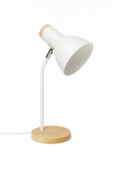 Vivido Home Ahşap Nordic Beyaz Masa Lambası