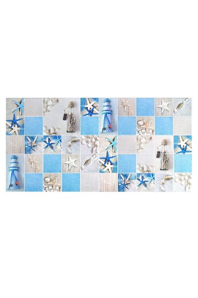 JollyMag Panou decorativ, PVC, model exotic, albastru si bej, 96x48.5cm