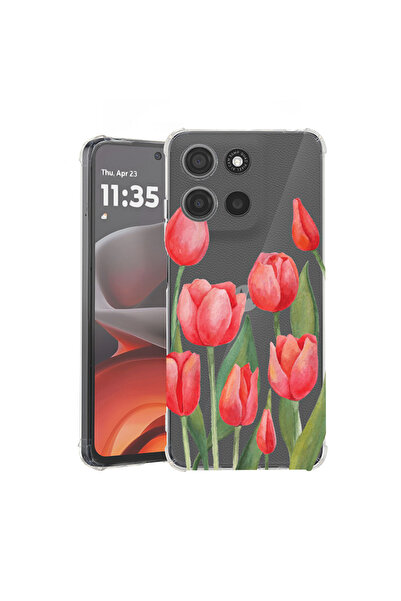 bestcase Carcasă antișoc pentru Motorola Edge 60 Pro cu design cu lalele roși...