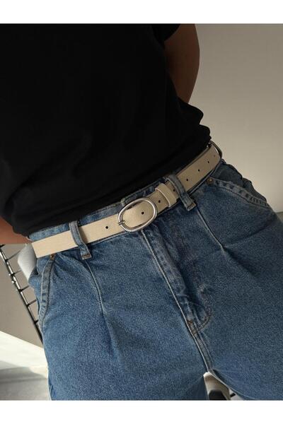 LİA KEMER Belt with Oval Silver Buckle