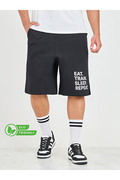 Styli Eco Earth Slogan Printed Oversized Athleisure Terry Shorts