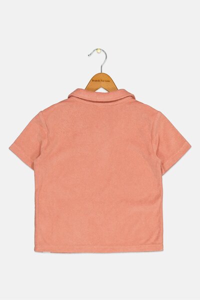 GAP Kids Boy Textured Short Sleeve Polo Shirt, Peach