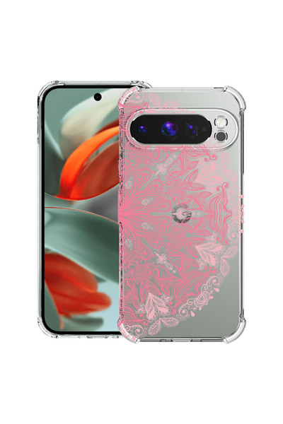 bestcase Husă antișoc pentru Google Pixel 10 Pro XL cu design dantelă roz, 20...
