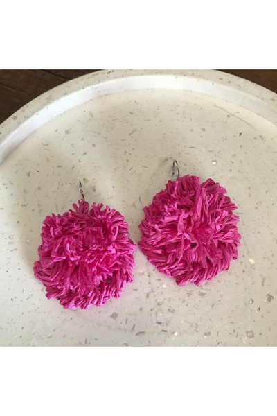 By G Tasarım Fuchsia Pink Design Paper String Earrings