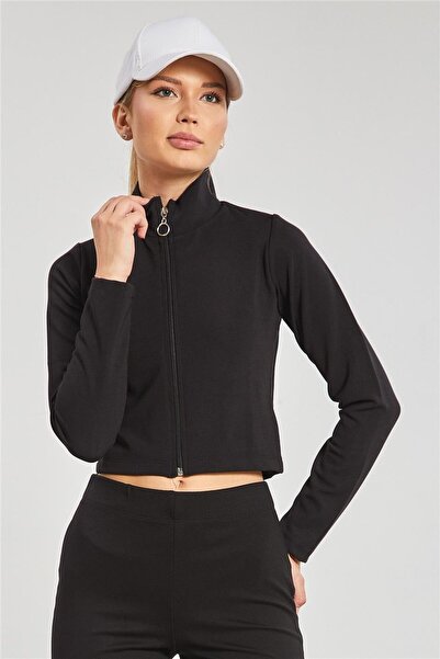 BARRELS AND OIL Body de damă cu guler ridicat fermoare - Negru