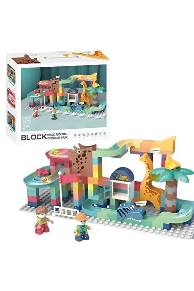 LikeSmart Set of 147 creative building pieces, "LikeSmart Track Slide Dino Park", Ball Track, Tunnels, Toboggan