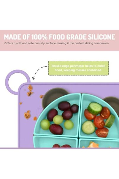 Melii 100% Food Grade Silicone Placemat with Raised Edge for Babies, Toddler and Kids