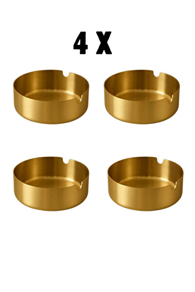 mucit home Gold Paslanmaz Çelik 4lü Kül Tablası Küllük Seti