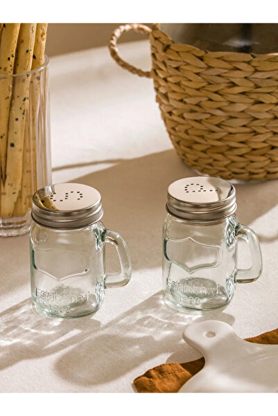 LC Waikiki LCW HOMERenksiz Metal Kapaklı Cam Tuzluk Ve Biberlik 1200 Ml