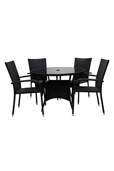 DacEnergy Set masa rotunda pentru gradina , structura metalica, blat de sticl...