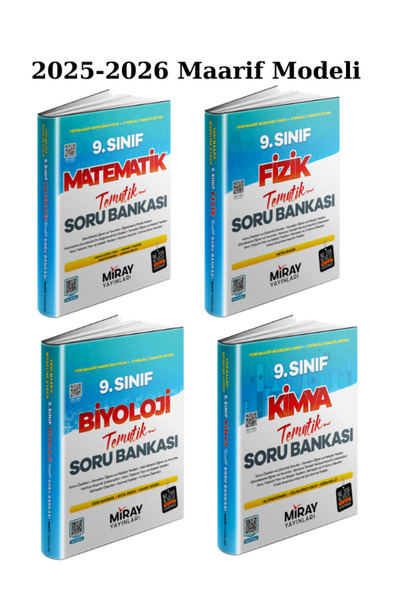 Miray Yayınları Miray 9. Sınıf Matematik-Fizik-Kimya-Biyoloji Tematik Soru Ba...
