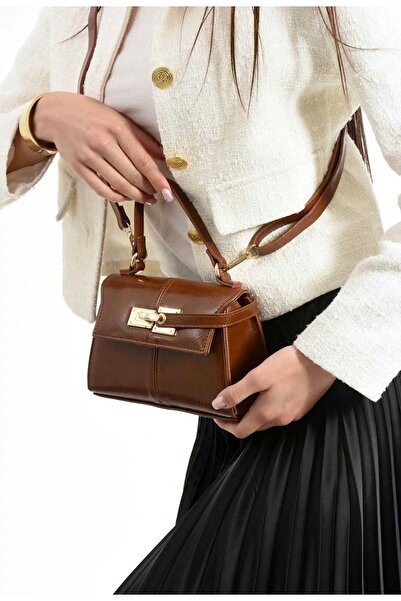 grand coco حقيبة يد وكتف نسائية أنيقة بلون أسمر