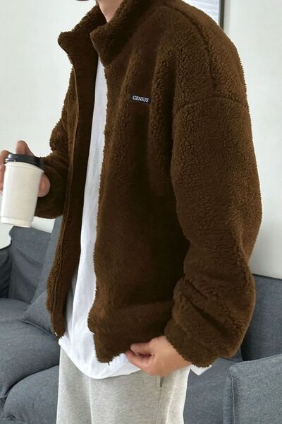 GENIUS STORE Oversize Plush Full Zipper Sweatshirt with Plush Inside Fleece Sherpa Fabric Sweatshirt