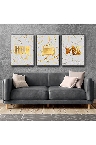 Harikabirev TABLO ELEGANT GRAY-GOLD | TABLO PE Pânză FĂRĂ CADRU 3L VEZI CZSDK...