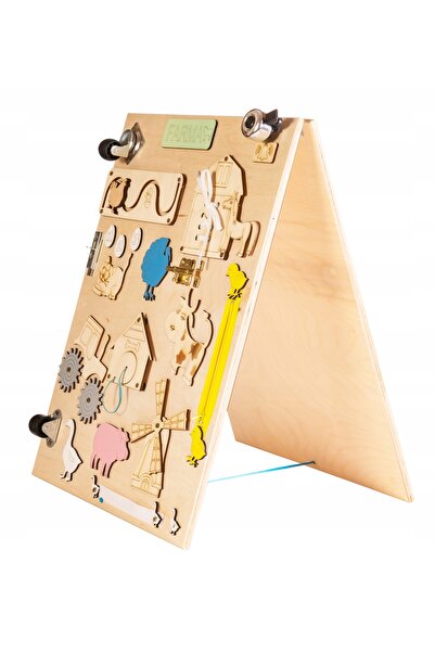 LikeSmart Placa senzoriala de lemn tip Montessori, 2 in 1 "LikeSmart Busy Board Farm Life", Tabla de scris, 5