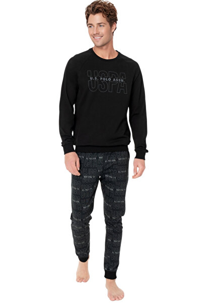 U.S. Polo Assn. Erkek %100 Pamuk Siyah Eşofman Takımı – Uzun Kollu, Rahat Kalıp